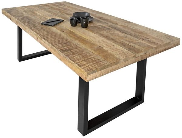 SAM® Esstisch Brasilia, Mangoholz, gerade Kante, Metallgestell U-Form, bis 3 Meter