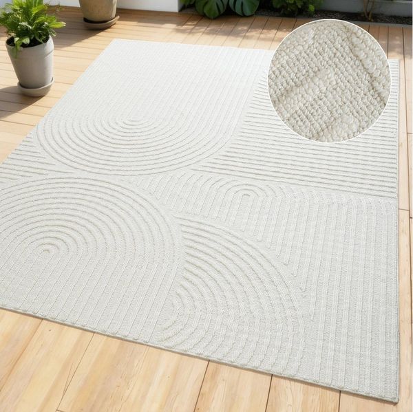 OTTO home Teppich Jola, In- und Outdoor geeignet, Hoch-Tief-Design, Scandi, rechteckig, Höhe: 9 mm, Hoch-Tief-Struktur, Zen, Wetterfest & UV-beständig, Balkon, Camping