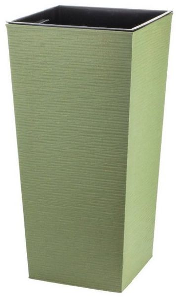 Engelland Pflanzkübel Blumentopf aus recyceltem Kunststoff & Holz (WPC), Rillenoptik (UV-beständig, wetterfest), Blumenkübel für Garten, Balkon, Terrasse, Innen- und Außenbereich