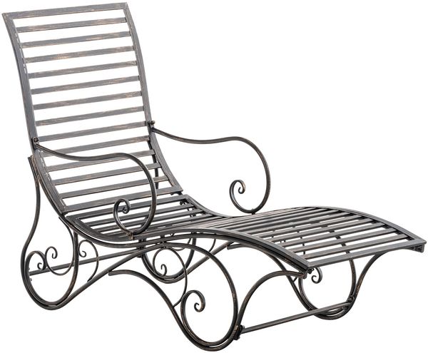 Gartenliege SENTA Antik - 58 x 140 x 101 cm, Metall, Bronze | Sonnenliege Strandliege