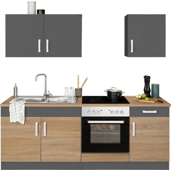 KOCHSTATION Küchenzeile KS-Gera, Breite 210 cm, wahlweise mit E-Gerät Herd-Set, mit Arbeitsplatte Bild 5