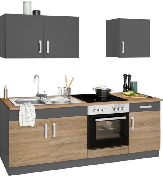 KOCHSTATION Küchenzeile KS-Gera, Breite 210 cm, wahlweise mit E-Gerät Herd-Set, mit Arbeitsplatte Bild 2