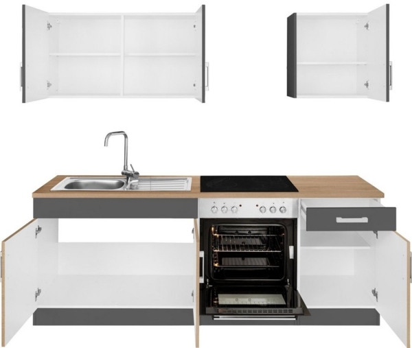 KOCHSTATION Küchenzeile KS-Gera, Breite 210 cm, wahlweise mit E-Gerät Herd-Set, mit Arbeitsplatte Bild 3