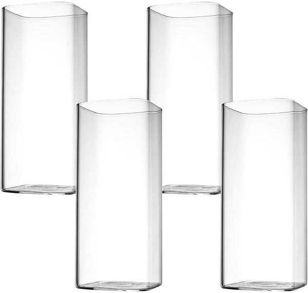 400ml Wassergläser Viereckige Cocktailgläser 4er Set für Saft Bier