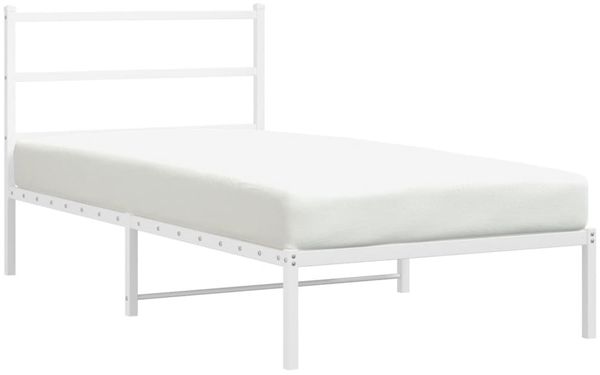 Einzelbettgestell Design für Erwachsene mit Kopfteil Metall Weiß 100x200 cm d2861e