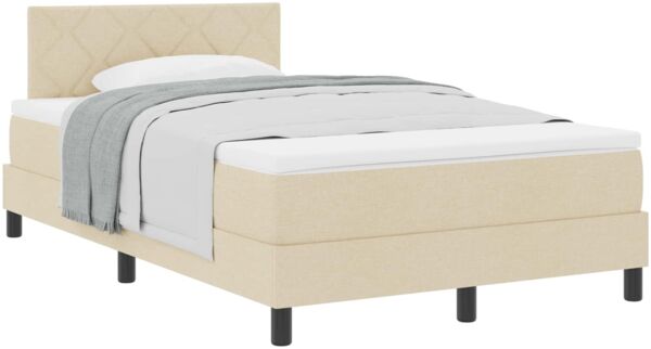 vidaXL Boxspringbett mit Kopfteil Creme 120 x 200 cm Stoff 3338760 Bild 2