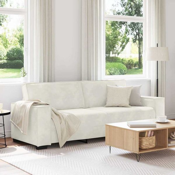 vidaXL 3-Sitzer-Sofa Creme 220x78x84 cm Samt 4105038