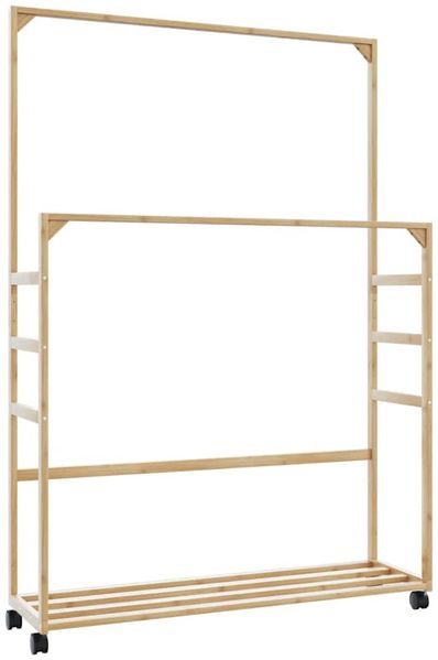 vidaXL Kleiderständer mit Ablagen und Rollen 90x35x155 cm Bambus 4008916