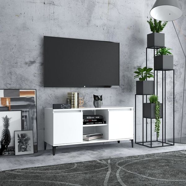 vidaXL TV-Schrank mit Metallbeinen Weiß 103,5x35x50 cm 805968