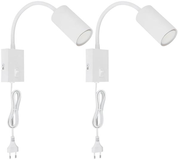 2er Set Wandleuchte, flexibel verstellbar, Stromkabel, H 44 cm