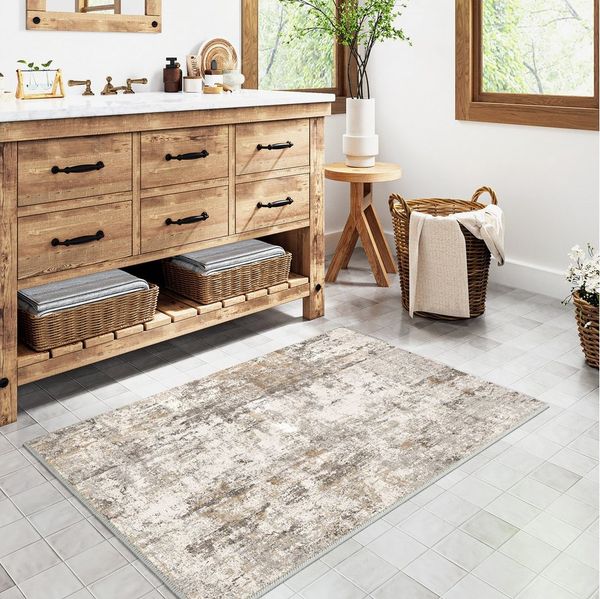 PURECOZY Teppich Verschiedene Größen, Waschbar & Rutschfest, abstrakter Stil, Rechteckig, Höhe: 6.1 mm, für Wohnzimmer, Schlafzimmer, Flur, Küche & Eingangsbereich