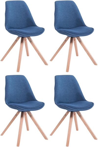 4er Set Besucherstuhl SYDNEY - Stoff Blau 48x56x84 cm | Besucherstühle Konferenzstuhl Wartezimmerstuhl Bürostühle Bürostuhl Konferenzraum Wartezimmer