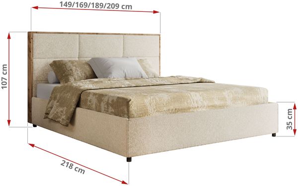 Premium Polsterbett LERIO CLASSIC 180 x 200 cm mit Stauraum, gepolstertem Kopfteil, Gasdruckfedern & Lattenrost - Modernes Design, Inkl. Lattenrost Foam Matratze - Creme Strukture - MIRO LUX Bild 4
