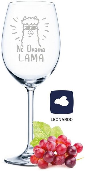 GRAVURZEILE Rotweinglas Leonardo Weinglas mit Gravur - No Drama LAMA, Glas, lustiges, graviertes Geschenk für Partner, Freunde & Familie