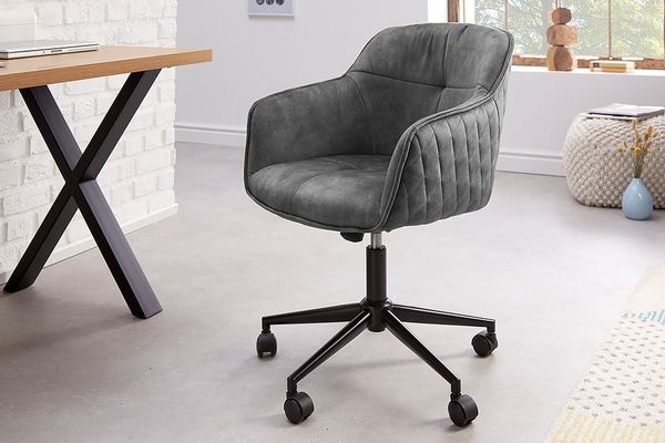 riess-ambiente Drehstuhl EUPHORIA dunkelgrau, Büro · Samt · Metall · höhenverstellbar · mit Armlehne · Home Office