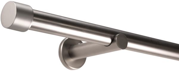 Deco-Raum® Gardinenstange 1-lauf 25mm Kappe | Länge: 130cm | Material: Metall | Farbe: Edelstahl-optik