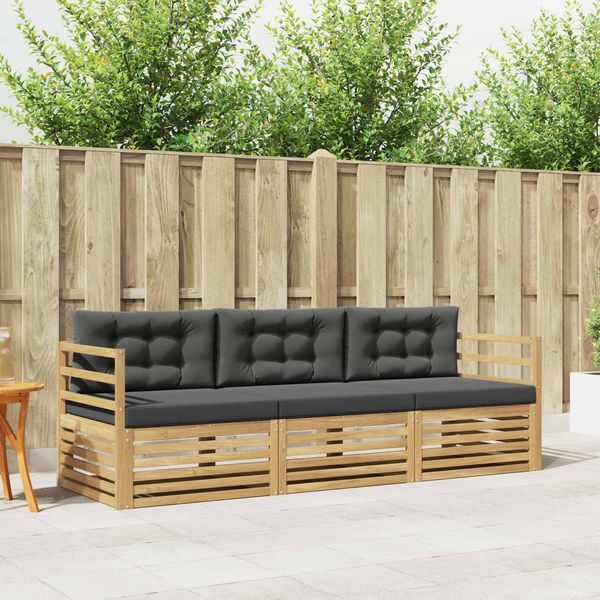 vidaXL Outdoor-Sofagarnitur 3 pcs Weiß und Anthrazit Polyester 3389947