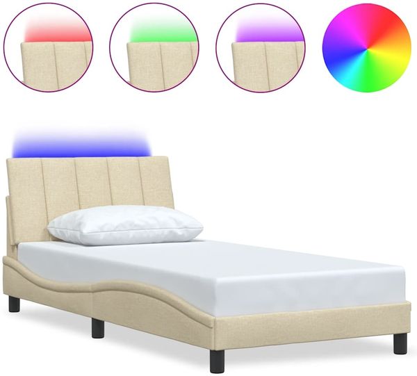 Einzelbettgestell Design für Erwachsene ohne Matratze Creme 100x200 cm Stoff d4243e