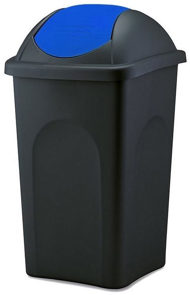 BigDean Mülleimer 60 L XL schwarz Blau Schwingdeckel Müllsammler Abfalleimer Mülltonne