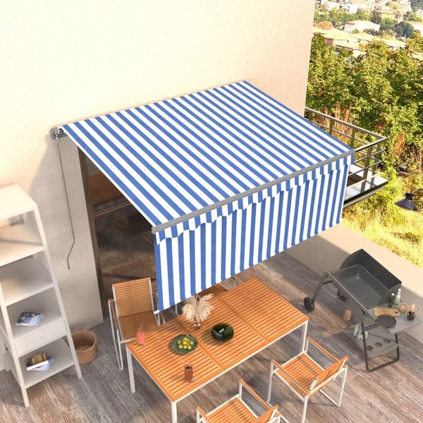 vidaXL Markise Manuell Einziehbar mit Rollo 3,5x2,5m Blau & Weiß 3069396