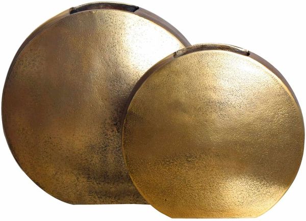 Deko Vase 2er Set Aluminium Gold Blumenvase Modern
