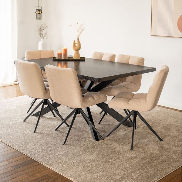 HOME DELUXE Esstisch AVENCIA inkl. Sternfuß 160 x 100 cm & 200 x 120 cm, mit schwarzem Metallgestell, Küchentisch, Esszimmer