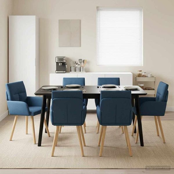 vidaXL Esszimmerstühle 6 pcs Stoff Blau 60 x 56 x 96 cm 3428372