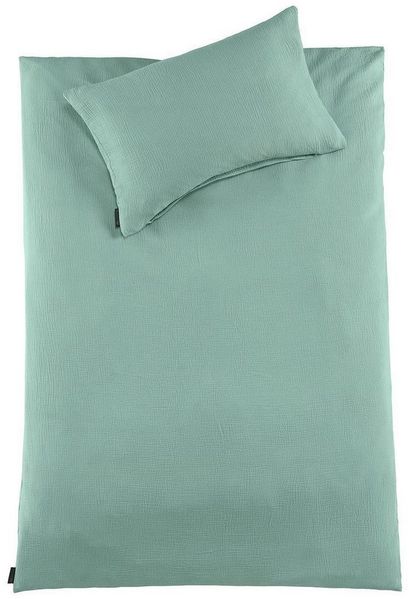 Holiday Heimtex Babybettwäsche PURE HUG, 100x135 cm, Türkis, Baumwolle, 2 teilig, mit Reißverschluss