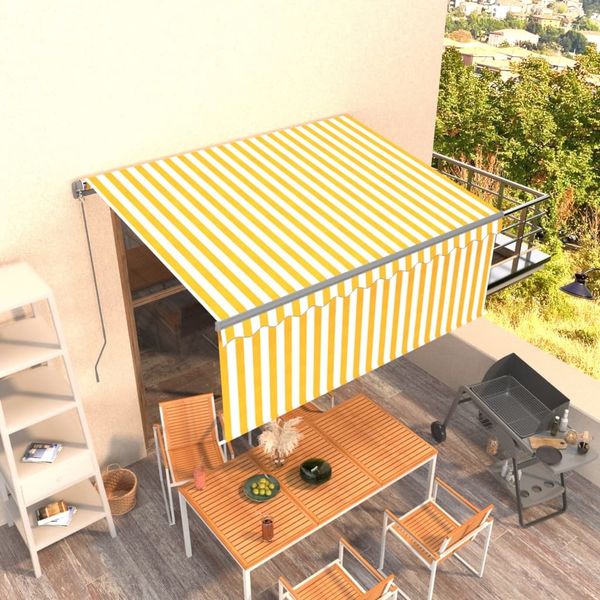 vidaXL Markise Manuell Einziehbar mit Rollo 3x2,5 m Gelb & Weiß 3069378