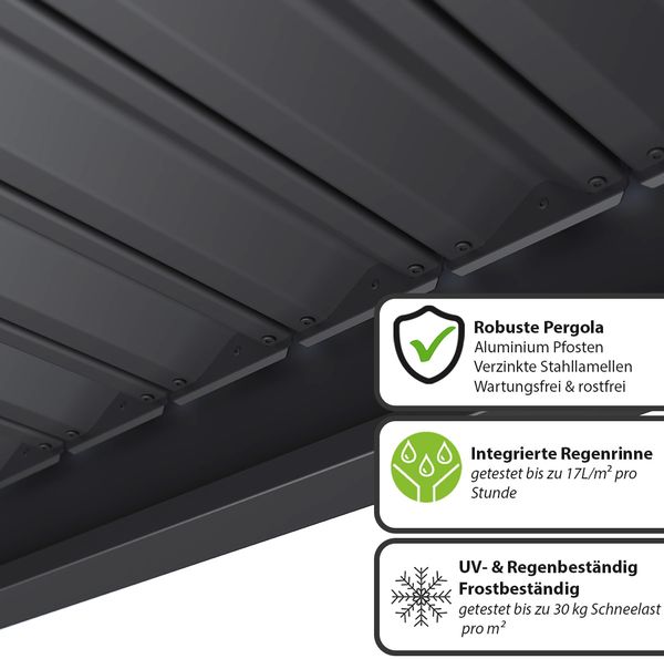 Weide Classic | Pergola Aluminium freistehend | 3 x 4 M | Lamellendach anthrazit Bild 6