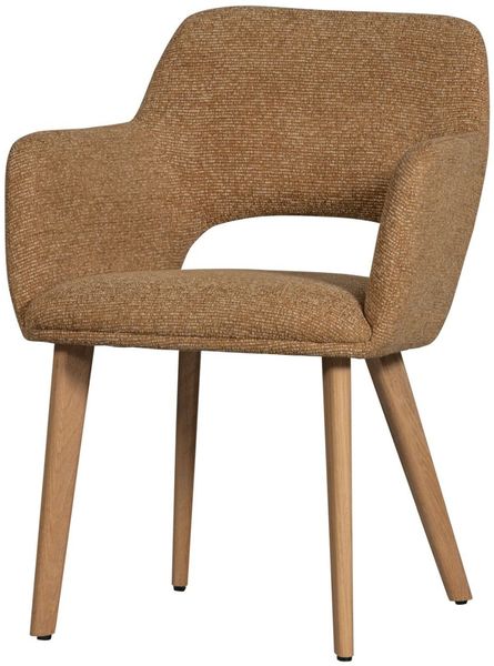 Esszimmerstuhl Murat aus Chenille-Stoff, modern, Gelb Natur, weiche Polsterung, Holzgestell