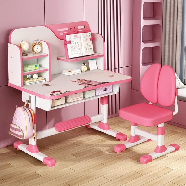 Rutaqian Kinderschreibtisch Kinderschreibtischstuhl Set für Kinder,Höheverstellbar 105 und 111 cm (Kinder-Schreibtisch- und Stuhl-Set, 1-St, 1 x Kinderschreibtisch, 1 x Kinderstuhl), Schreibtisch mit Stuhl, Bücherständer und Schublade für Jungs Mädchen