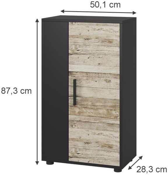 Kommode Berno Schwarz/Sandeiche 50.1 x 87.3 cm mit 2 Fächern Vicco Bild 2