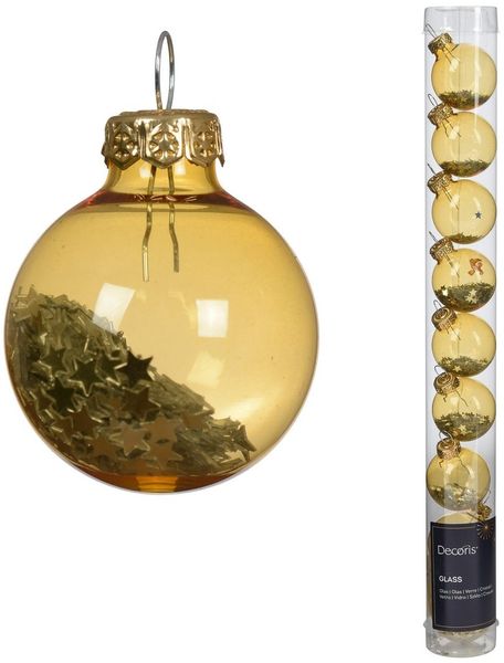 Kaemingk Weihnachtsbaumkugel, Weihnachtskugeln Glas 3cm mit Sternfüllung 9 Stk Hellgold transparent