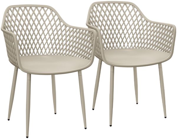 STEELSØN 'Quasira' Gartenstuhl, taupe, Kunststoff, wetterfest und UV-beständig, Balkonstuhl bis 120 kg belastbar, 2er Set