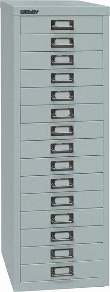 Bisley MultiDrawer™, 39er Serie, DIN A4, 15 Schubladen, Farbe silber
