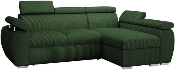 'Boston Mini Premium' Ecksofa, Cord, Grün, 98 x 255 x 170 cm, Rechts