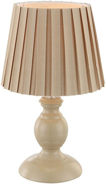 Tischlampe, Metall, Stoffschirm, sandfärbig