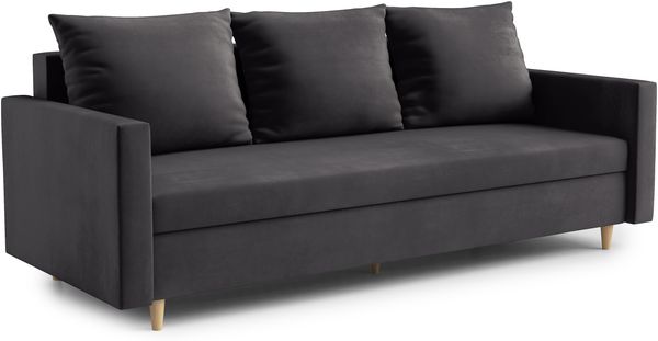 AX LIVING Hyden 3-Sitzer Sofa mit Schlaffunktion 222 cm breit in Schwarz