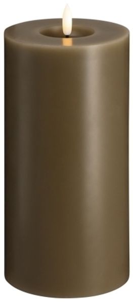 Moods & More LED-Blockkerze in Dark Sand mit Schmelzeffekt – Ø 9 9 cm x H 20 cm
