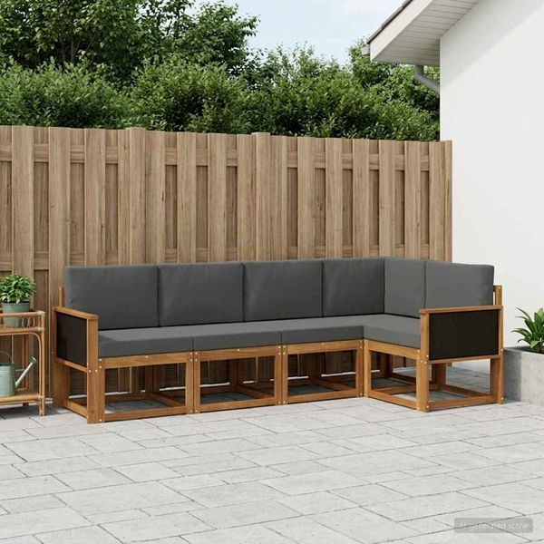 vidaXL Outdoor-Sofagarnitur 5 pcs Natur und Anthrazit Polyester 3385203