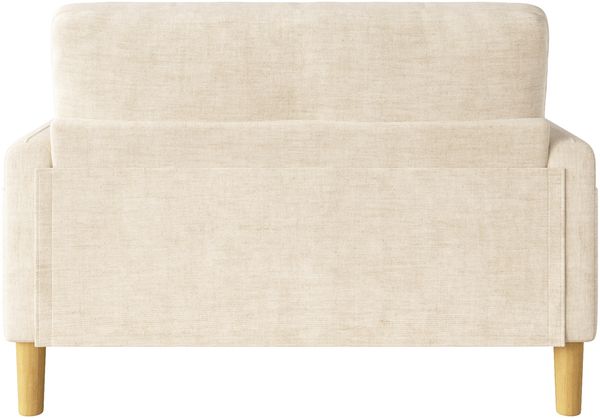 Merax Zweisitzer Sofa mit dicken weichen Polstern, 2 Kissen und seitlicher Aufbewahrungstasche, Chenillegewebe, Beige Bild 7