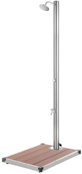 vidaXL Gartendusche mit Brauner Bodenplatte 220 cm Edelstahl 3070778