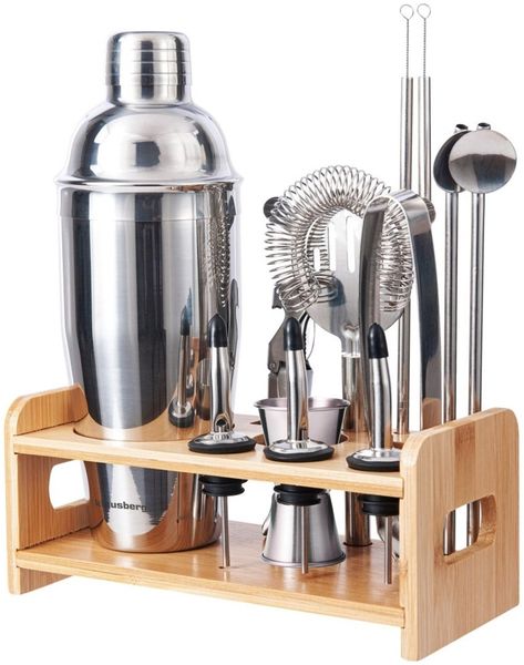 Klausberg Klausberg Barkeeper-Set für Getränke und Cocktails, 15 Elemente, silberner Shaker KB7653