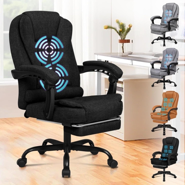 ALFORDSON Bürostuhl Gaming ergonomisch Schwarz Lordosenstütze Massage