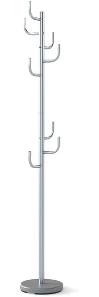 175 cm Moderner Garderobenständer 8-Haken Kaktus-Kleiderständer mit Gewichtsbasis & gebogenen Enden Silber