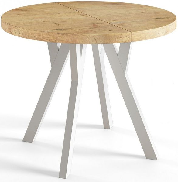 Alpi-Möbel Esstisch Wohnzimmertisch - Ausziehbarer runder Tisch 80-120 cm - Lancelot Eiche, Ausziehbar, 1 x Einsatz 50 cm Bild 5