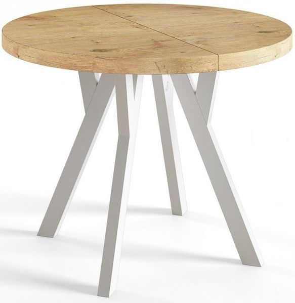 Alpi-Möbel Esstisch Wohnzimmertisch - Ausziehbarer runder Tisch 80-120 cm - Lancelot Eiche, Ausziehbar, 1 x Einsatz 50 cm Bild 4