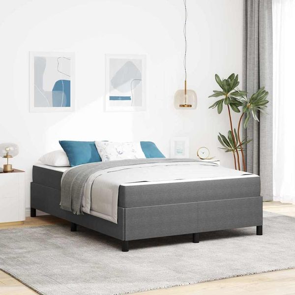 vidaXL Bettrahmen mit Matratze Hellgrau 140 x 190 cm Stoff 3399120