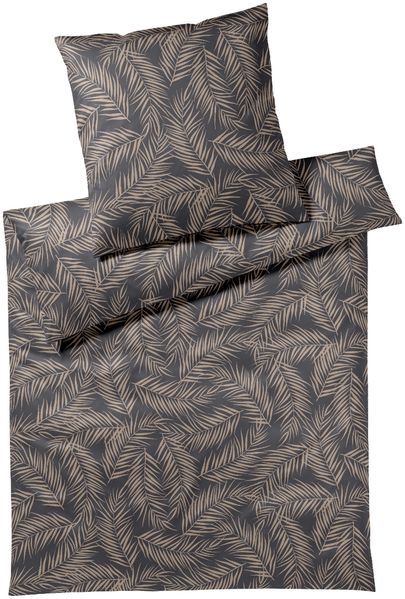 Elegante Mako Satin Bettwäsche Maison Leaves 24551-9 Anthrazit 135x200